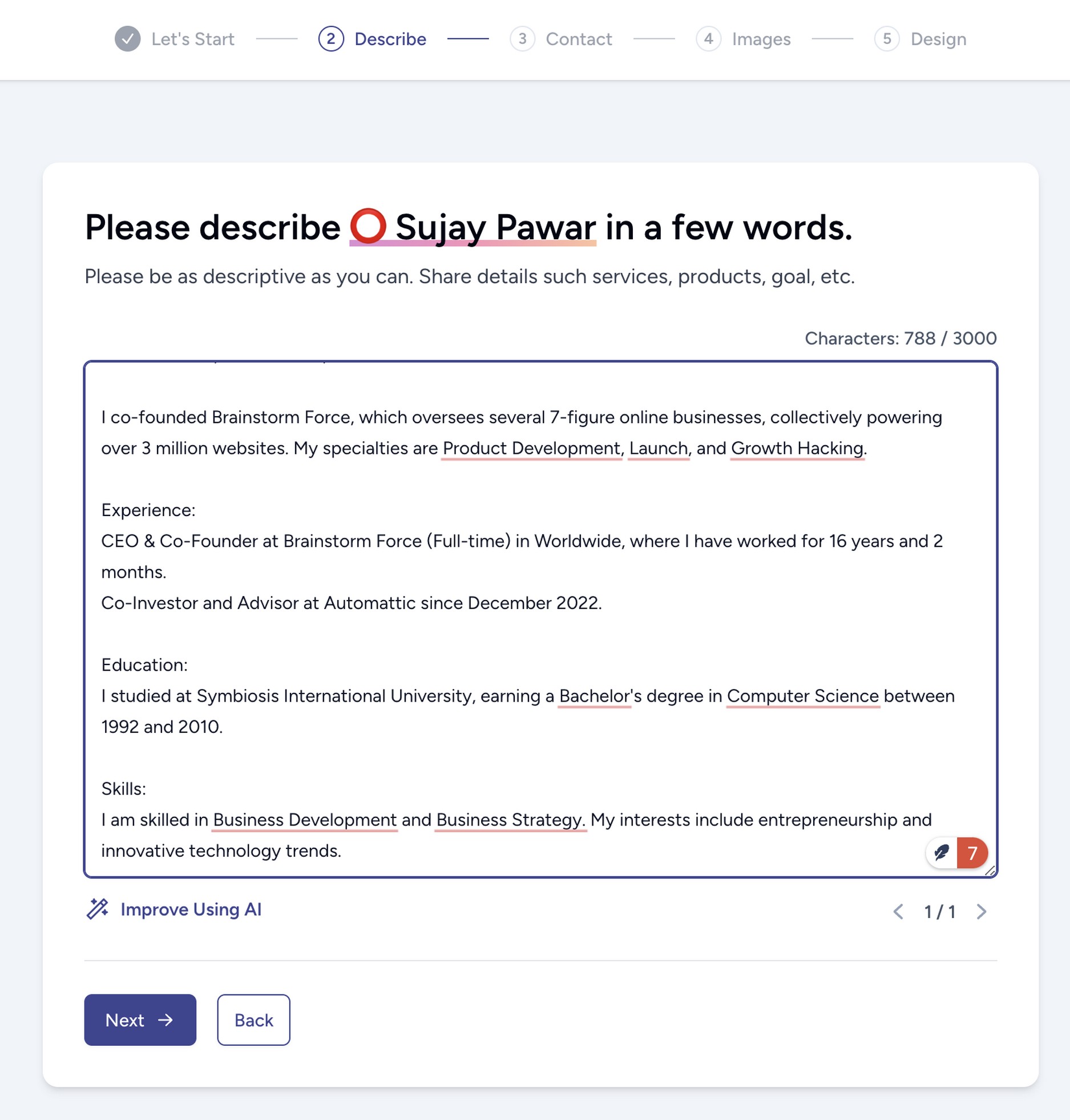 Add the description about the website.