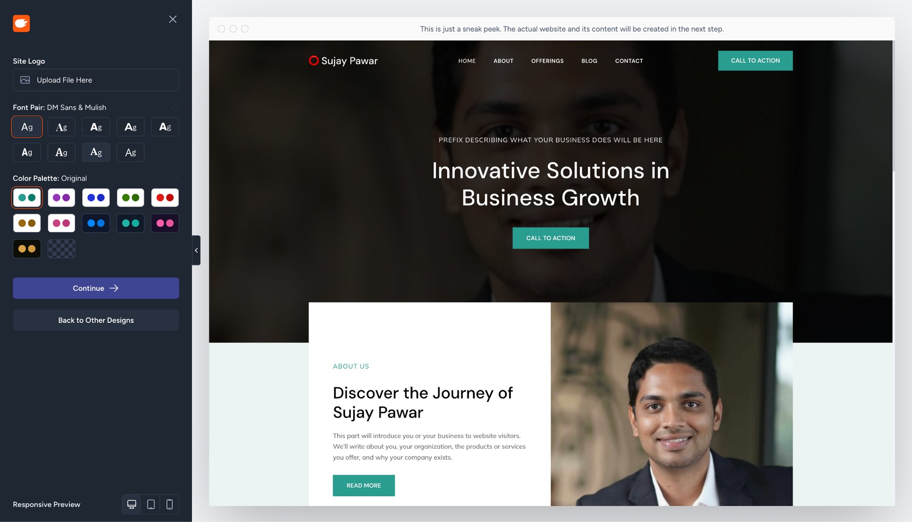 Pick the color scheme fonts and add your logo over here.