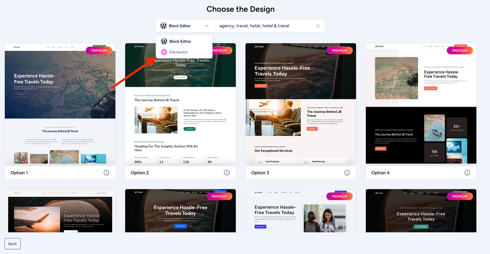 choose elementor as your page builder