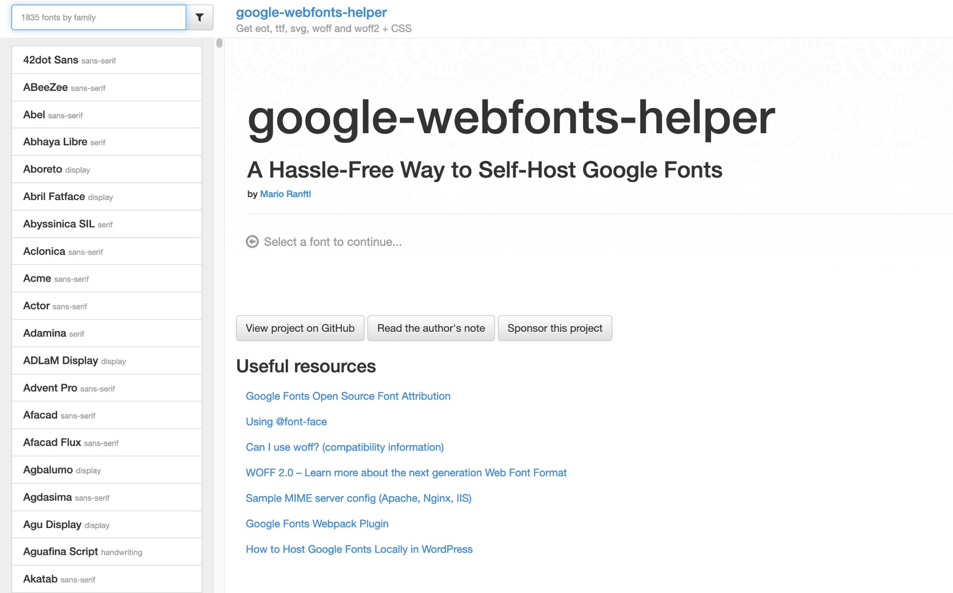 google webfont helper