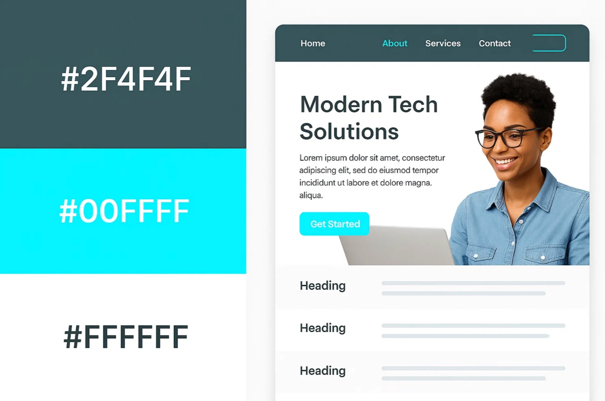 Slate, Cyan, and White