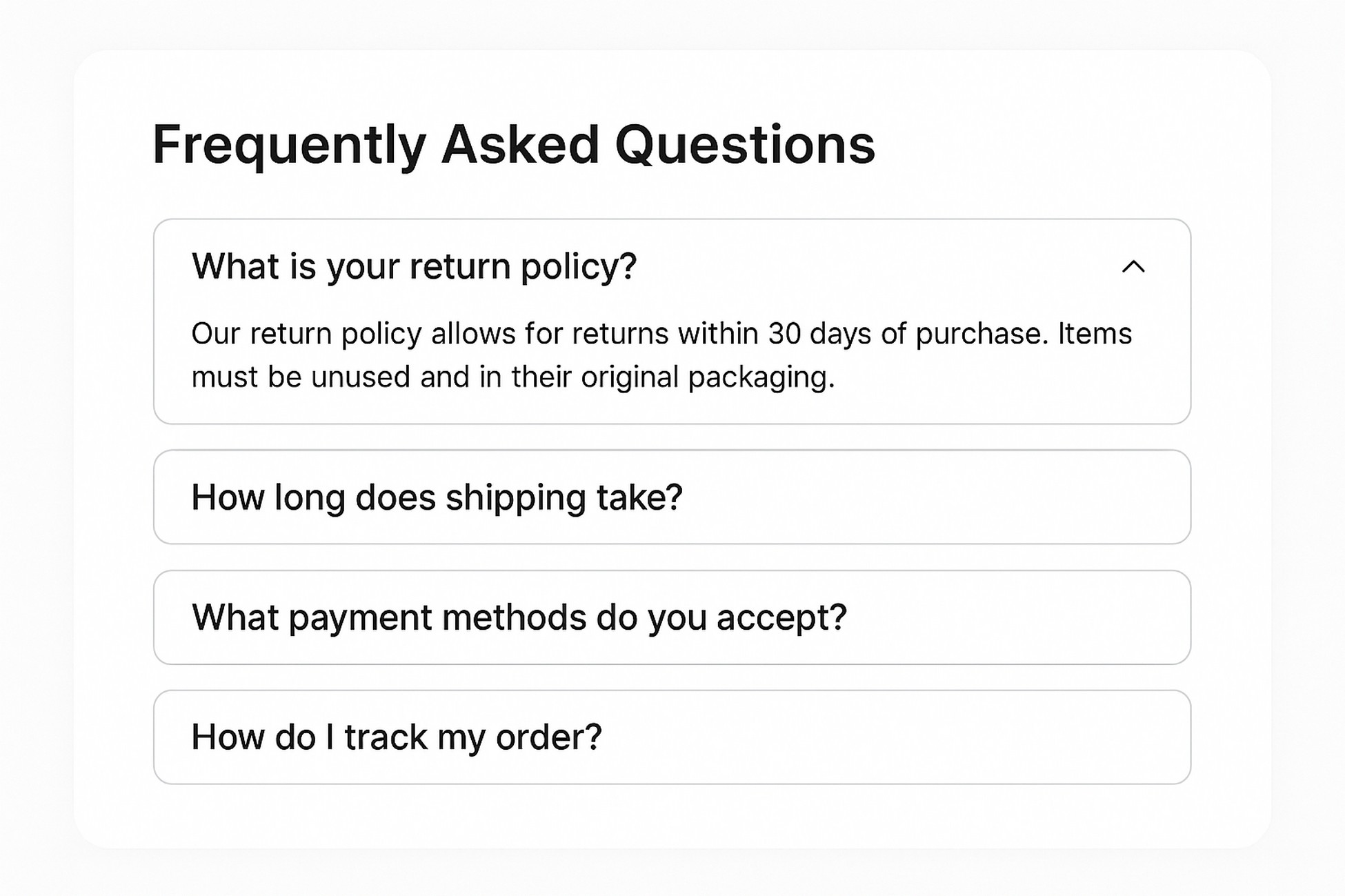 interactive element-expandable faq